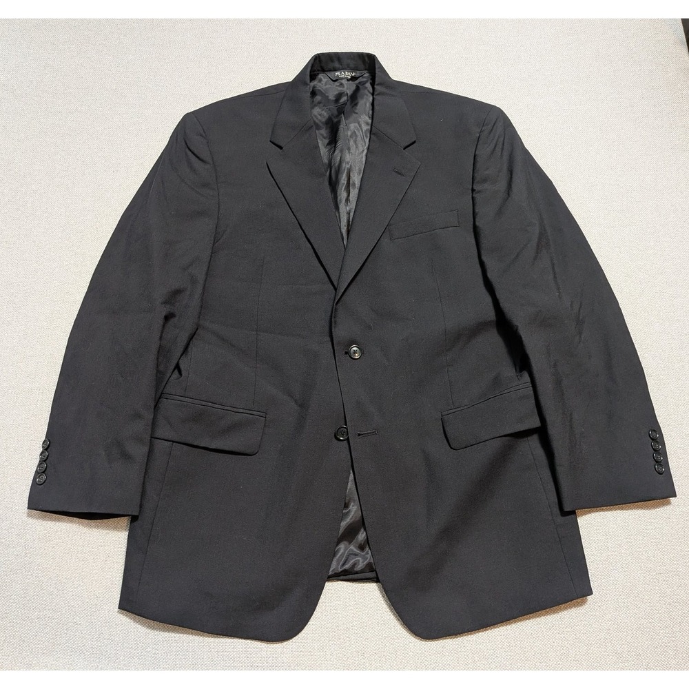Jos A Bank Mens Blazer Black 43R Wool Regular Double Vent Inner Pockets Lined